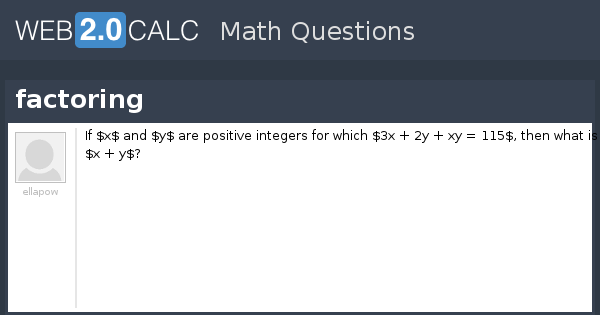 View Question Factoring