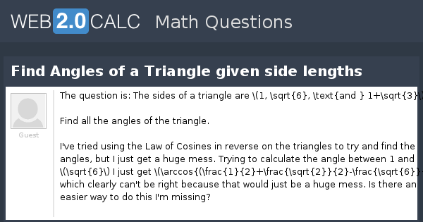 find angles of a triangle given side lengths