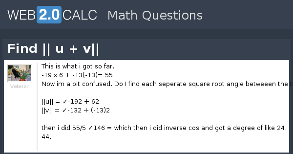 View Question Find U V