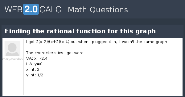 View Question Finding The Rational Function For This Graph