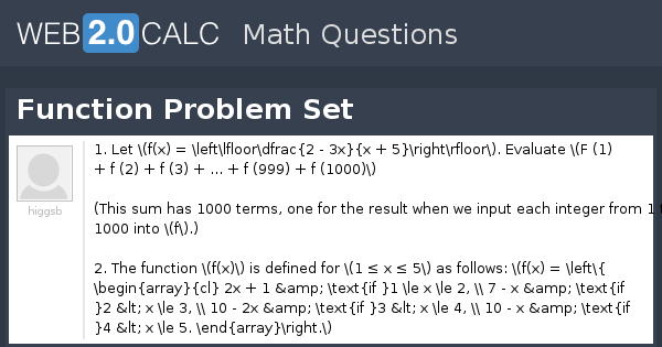 View question - Function Problem Set