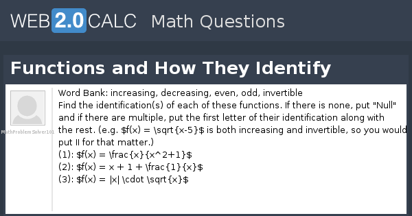 View question - Functions and How They Identify