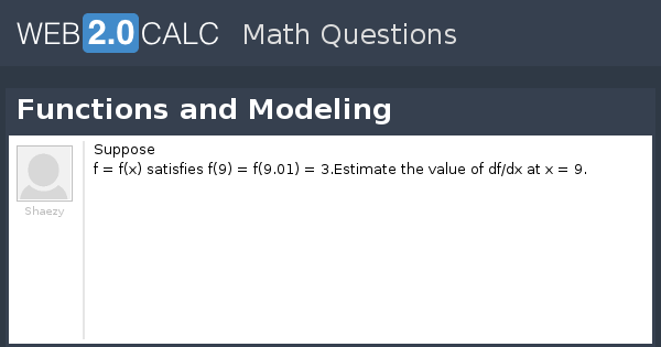 View question - Functions and Modeling