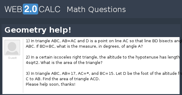 View question - Geometry help!