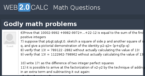 View question - Godly math problems