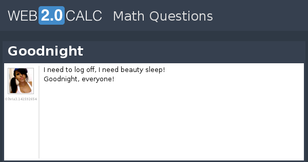 Goodnight Math View question - Goodnight