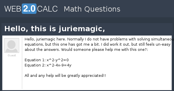 View question - Hello, this is juriemagic,