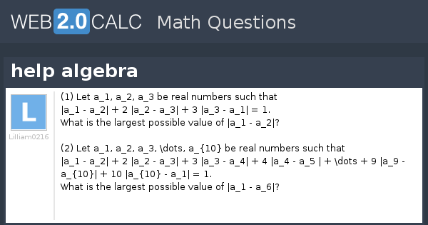 View question - help algebra