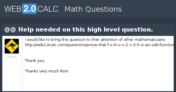 View question - @@ Help needed on this high level question.
