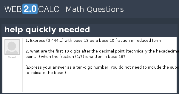 View question - help quickly needed