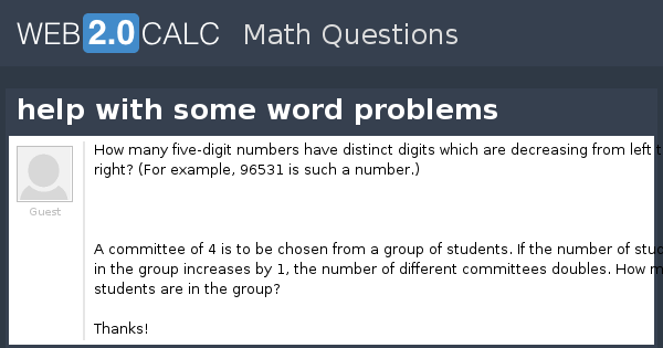 View question - help with some word problems