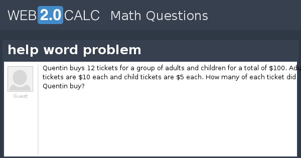 View question help word problem