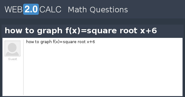 View question - how to graph f(x)=square root x+6