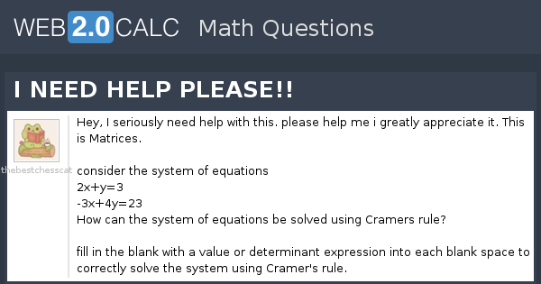 View question - I NEED HELP PLEASE!!
