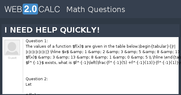 View question - I NEED HELP QUICKLY!