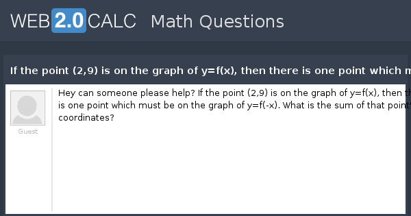 View Question If The Point 2 9 Is On The Graph Of Y F X Then There Is One Point Which Must Be On The Graph Of Y F X What Is The Sum