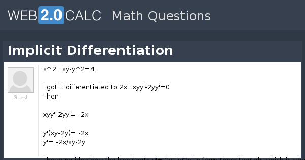 View Question Implicit Differentiation