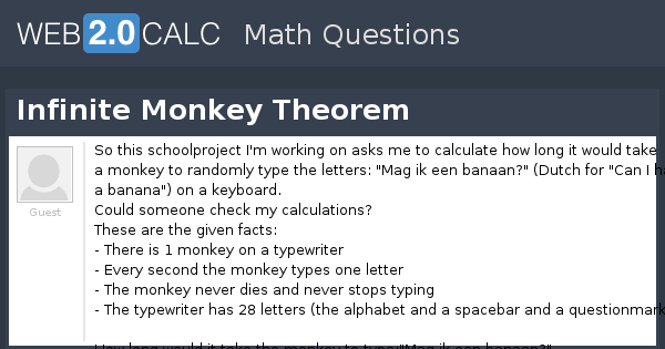 View question - Infinite Monkey Theorem