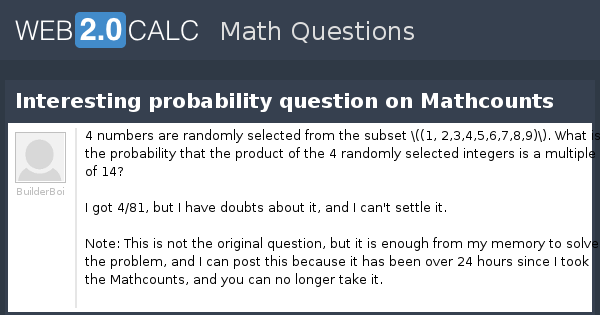 View question - Interesting probability question on Mathcounts