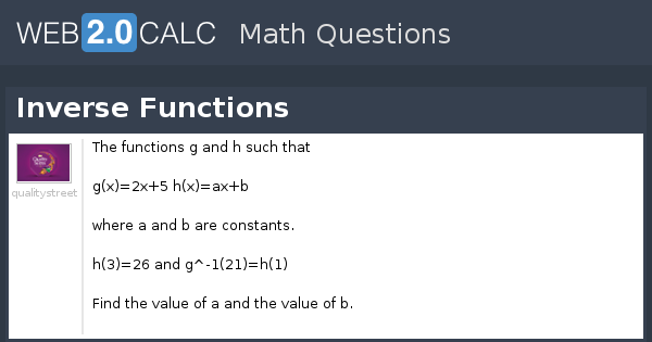 View Question Inverse Functions