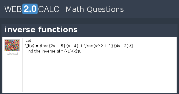 Inverse Calc View question - inverse functions