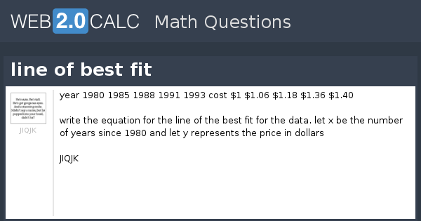 Write an equation for line of best fit 