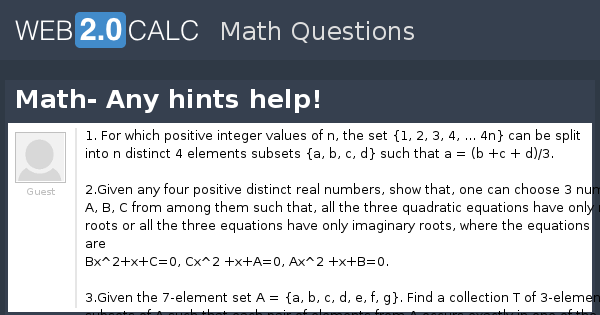 View Question Math Any Hints Help