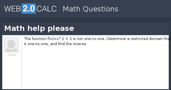 View question - Math help please