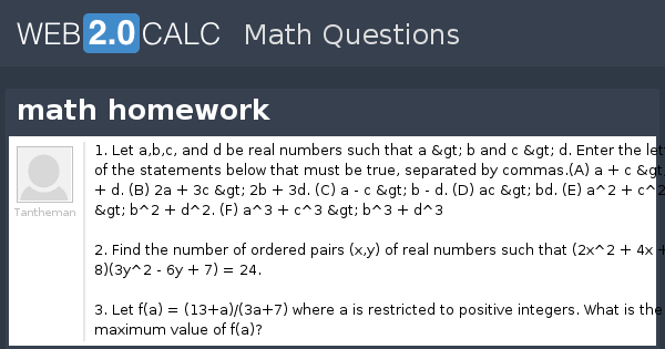 Math Homework Questionaire View question - math homework