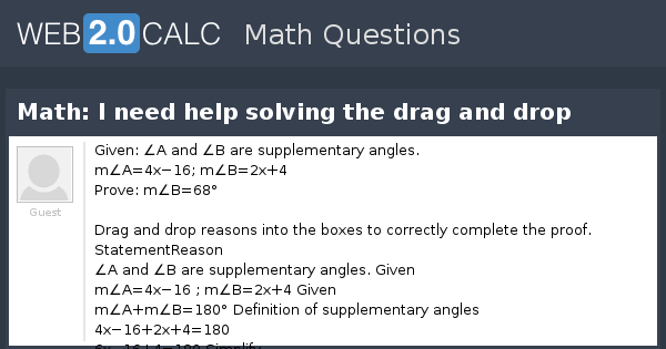 View question - Math: I need help solving the drag and drop