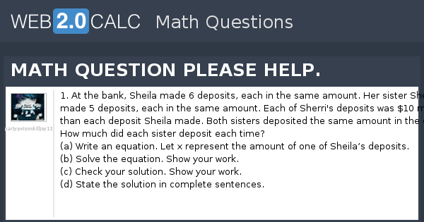 View question - MATH QUESTION PLEASE HELP.