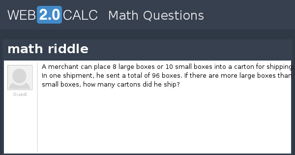 View question - math riddle