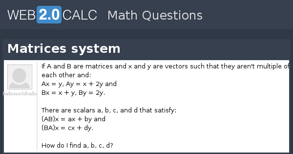 View question - Matrices system