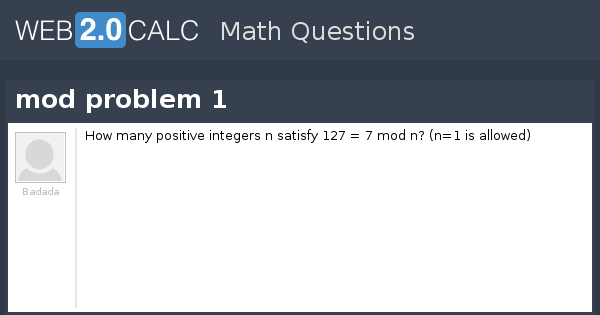 Mod Problems View question - mod problem 1
