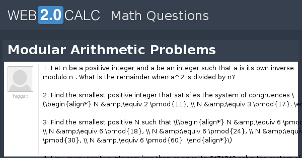 View question - Modular Arithmetic Problems