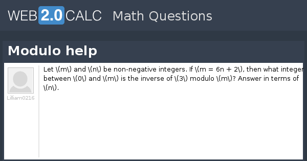 View question - Modulo help