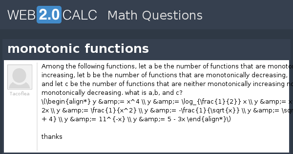 View question - monotonic functions