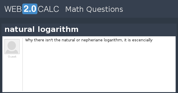 View question - natural logarithm