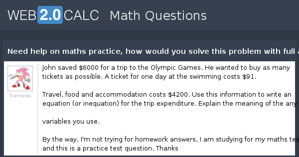 View question - Need help on maths practice, how would you solve this ...