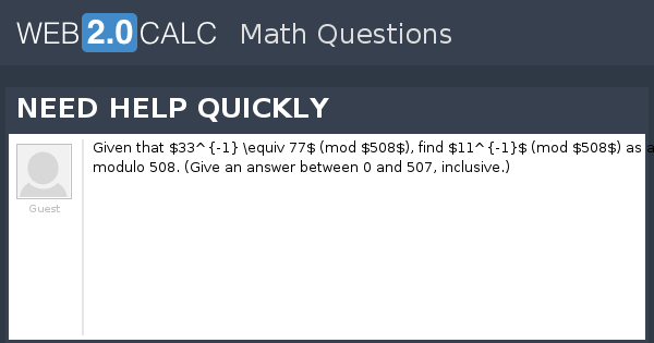 View question - NEED HELP QUICKLY