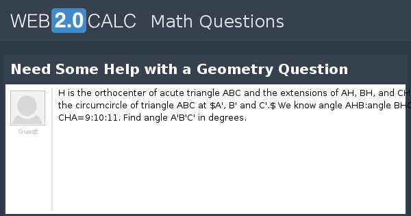 View question - Need Some Help with a Geometry Question