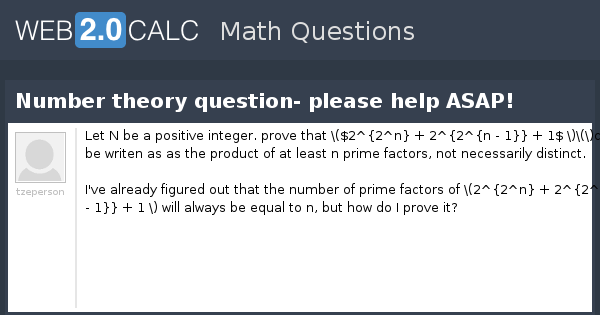 View question - Number theory question- please help ASAP!