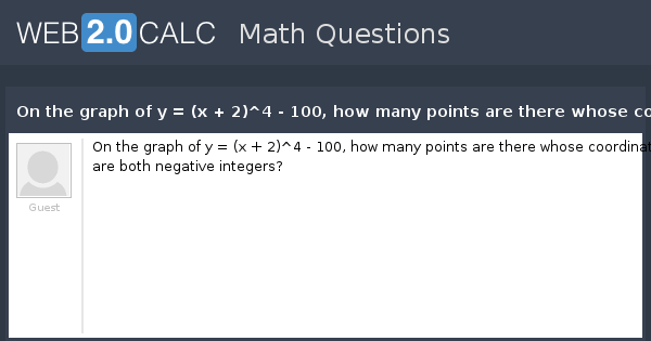 View Question On The Graph Of Y X 2 4 100 How Many Points Are There Whose Coordinates Are Both Negative Integers