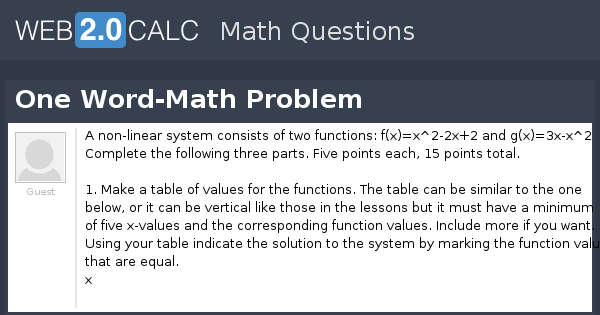 View Question One Word Math Problem