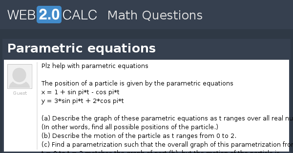 View Question Parametric Equations
