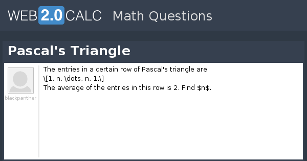 View question - Pascal's Triangle
