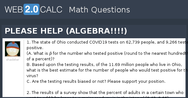 View Question - PLEASE HELP (ALGEBRA!!!!)