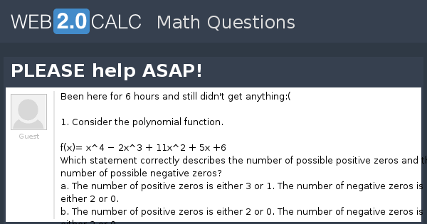 View question - PLEASE help ASAP!