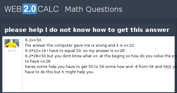 View question - please help I do not know how to get this answer