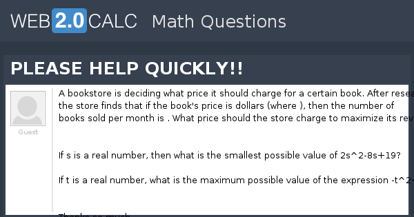 View question - PLEASE HELP QUICKLY!!